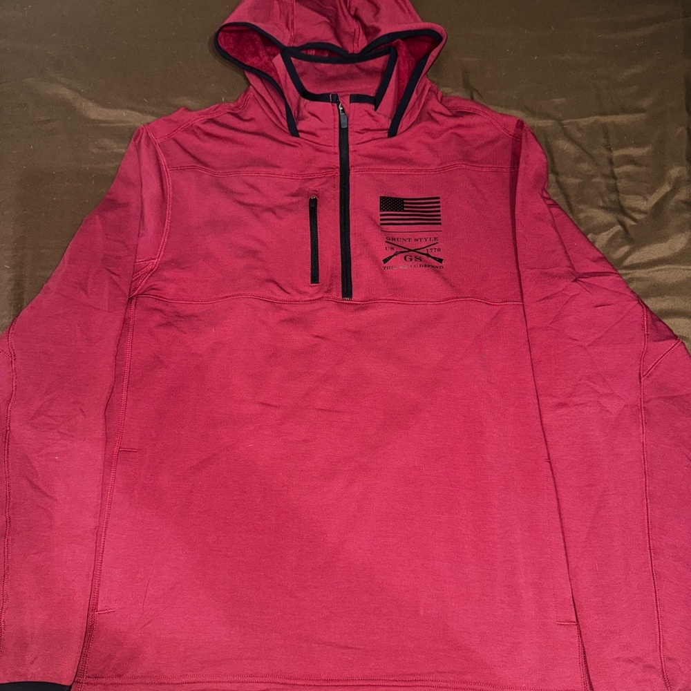 Grunt Style Red Plum 1/4 zip pullover with Black Trim